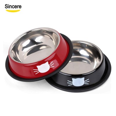 Wholesale Christmas Small Dog Bowl Stainless Steel Dog Water Bowl Colorful Design Pet Feeding Bowl