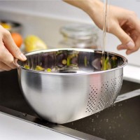 Wholesale Cheap Sincere Kitchenware Stainless Steel Washing Bowl Colander Vegetable Rice