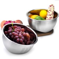 Wholesale Cheap Sincere Kitchenware Stainless Steel Washing Bowl Colander Vegetable Rice