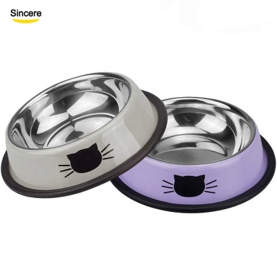 Amazon's Most Popular Color Pet Feeder Stainless Steel Cat Bowl 2 Pack Small Pet Food Bowl