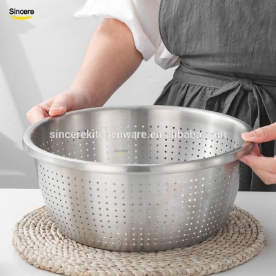 Kitchen Accessories Rice, Fruit & Vegetable Washing Bowl Basket Drainer Stainless Steel Colander Strainer