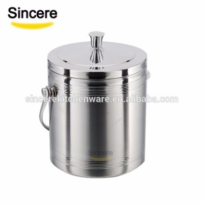 Double wall stainless steel ice cube bucket wine cooler with clip