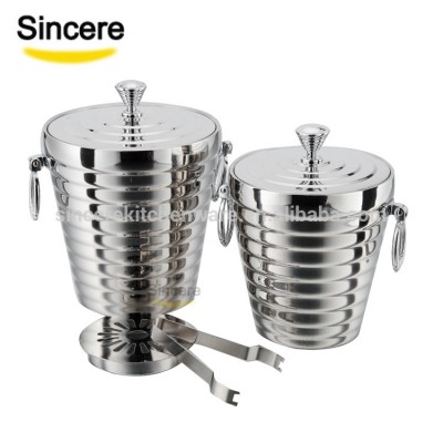 Stainless steel Ice bucket Champagne bucket with 2 ear ring handle 1.0L /2.0L