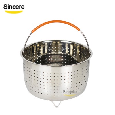 Eco Friendly Stainless Steel 304 Food Steamer Basket Strainer with Silicene Handle