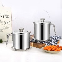 Household stainless steel oil strainer pot kitchen oil kettle with handle